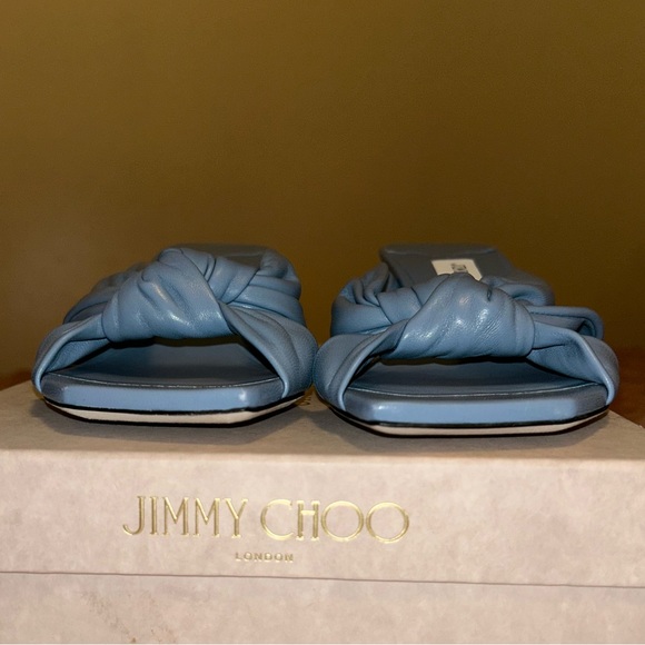❗️SOLD❗️NWT JIMMY CHOO Avenue 50 Smoky Blue Kitten Heel Mule Sandals - Picture 4 of 8
